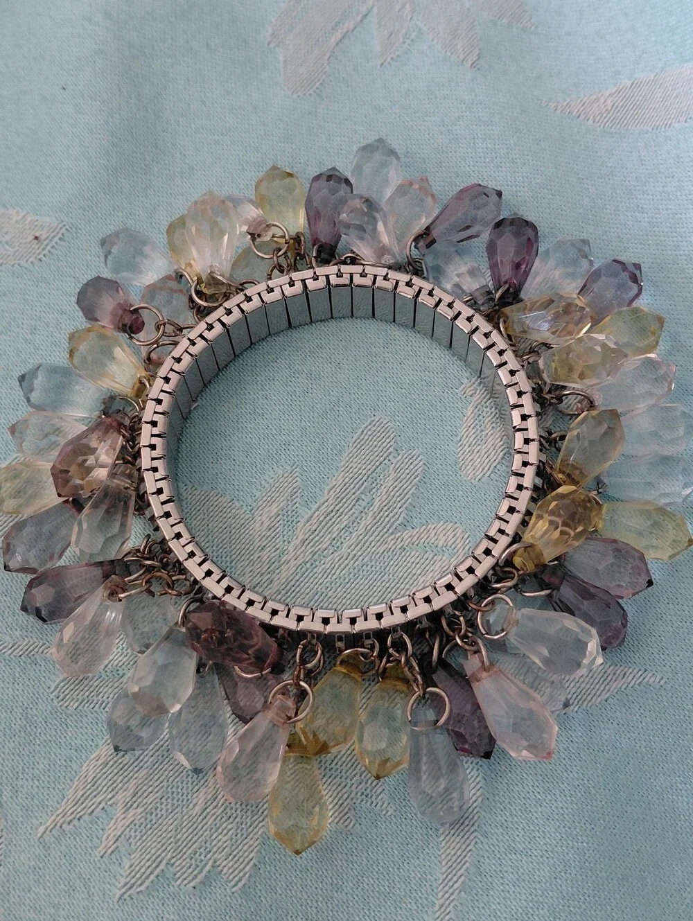 Crystal Teardrop Stretch Bracelet in Pastel Mix